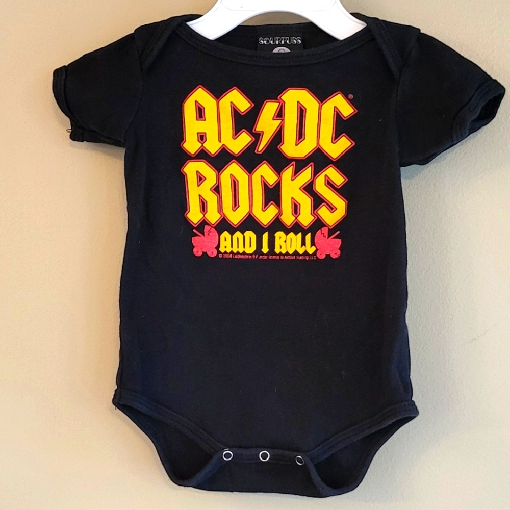 AC/DC black short sleeve onesie/bodysuit
